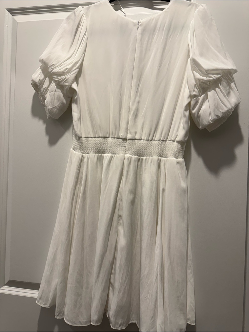 1. State White Short Puff Sleeve V-Neck Dress - Picture 2 of 2
